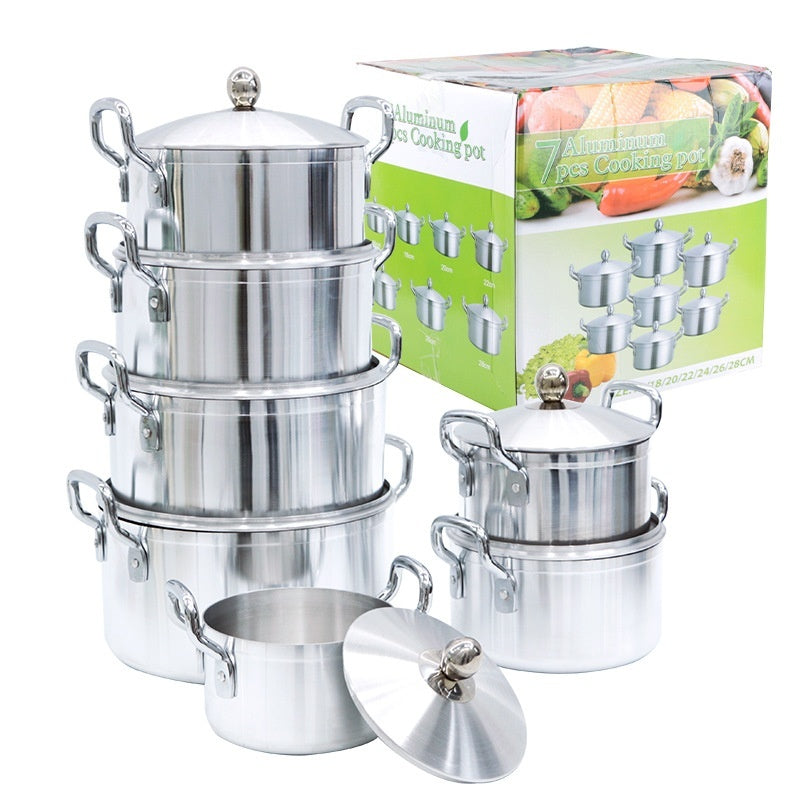 7-piece Kitchen Pot Set Aluminum Suit