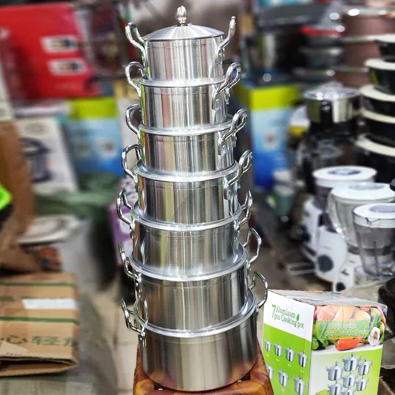 7-piece Kitchen Pot Set Aluminum Suit