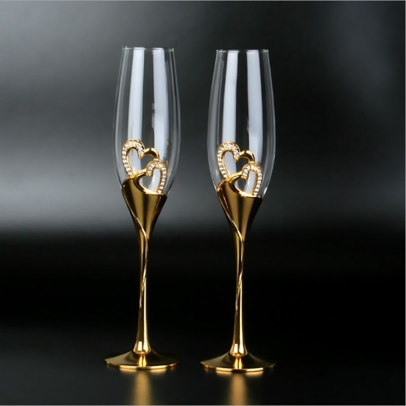 Crystal High Foot Couple Pair Glass Set