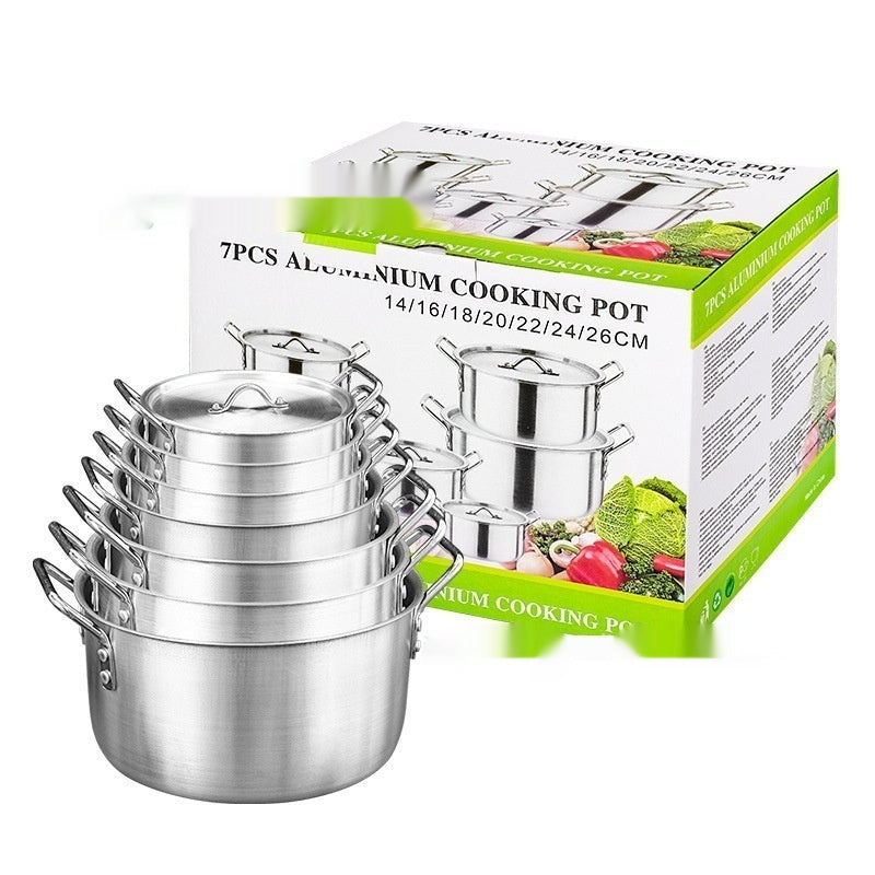 7-piece Kitchen Pot Set Aluminum Suit