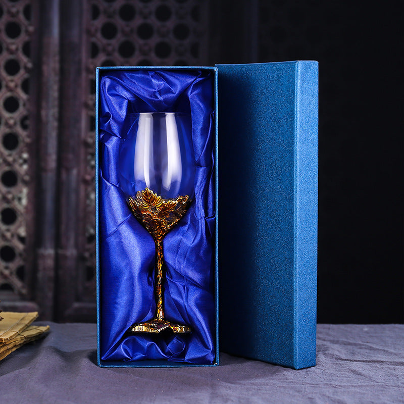 Enamel Red Wine Glass Decanter Set With Crystal Glass