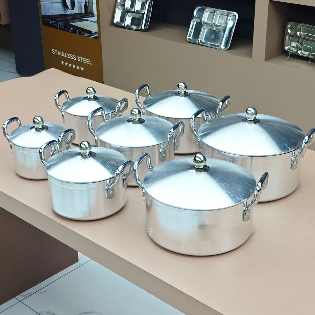 7-piece Kitchen Pot Set Aluminum Suit