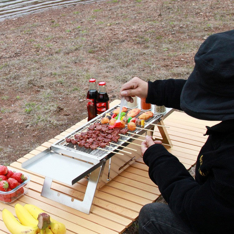 Outdoor Thickened Fold Stainless Steel Barbecue Grill